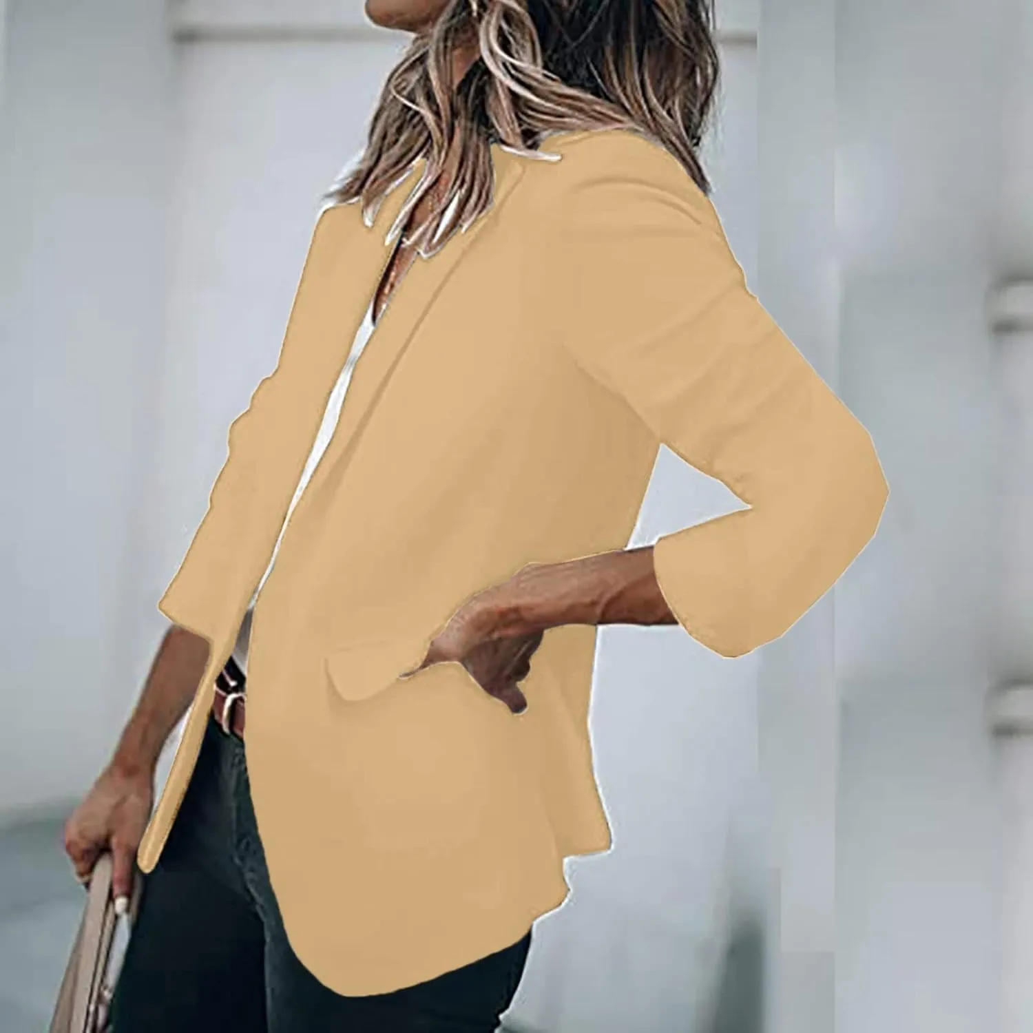 2023 Blazer Jackets for Women Open Front Suit Coats Long Sleeve Casual Work Office Blazers Trendy Business Dress Cardigan