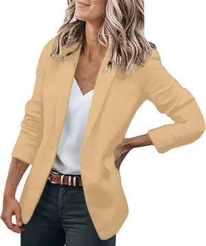 2023 Blazer Jackets for Women Open Front Suit Coats Long Sleeve Casual Work Office Blazers Trendy Business Dress Cardigan