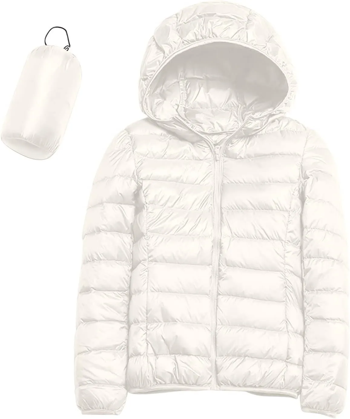 2024 Women's Hooded Packable Puffer Jackets Winter Lightweight Warm Down Coats Trendy Slim Fit Windproof Duck Down Outwear
