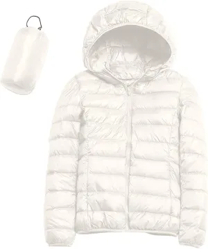 2024 Women's Hooded Packable Puffer Jackets Winter Lightweight Warm Down Coats Trendy Slim Fit Windproof Duck Down Outwear