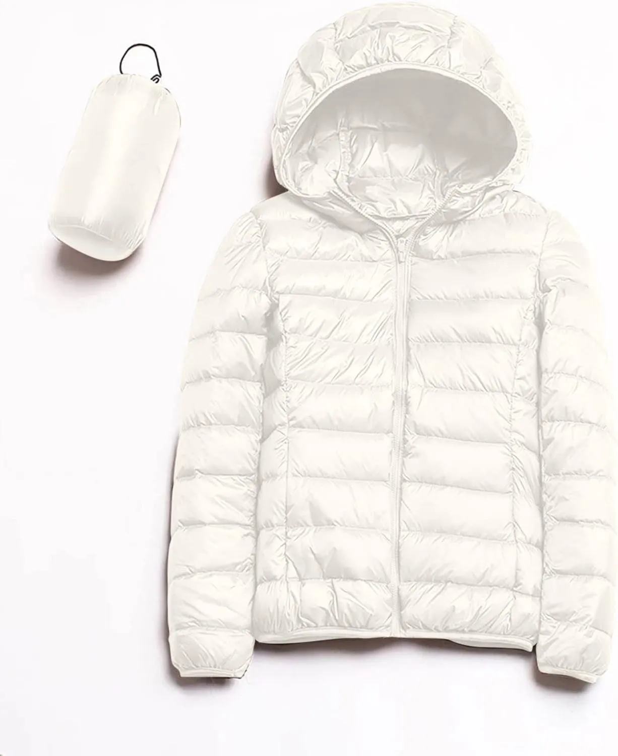 2024 Women's Hooded Packable Puffer Jackets Winter Lightweight Warm Down Coats Trendy Slim Fit Windproof Duck Down Outwear