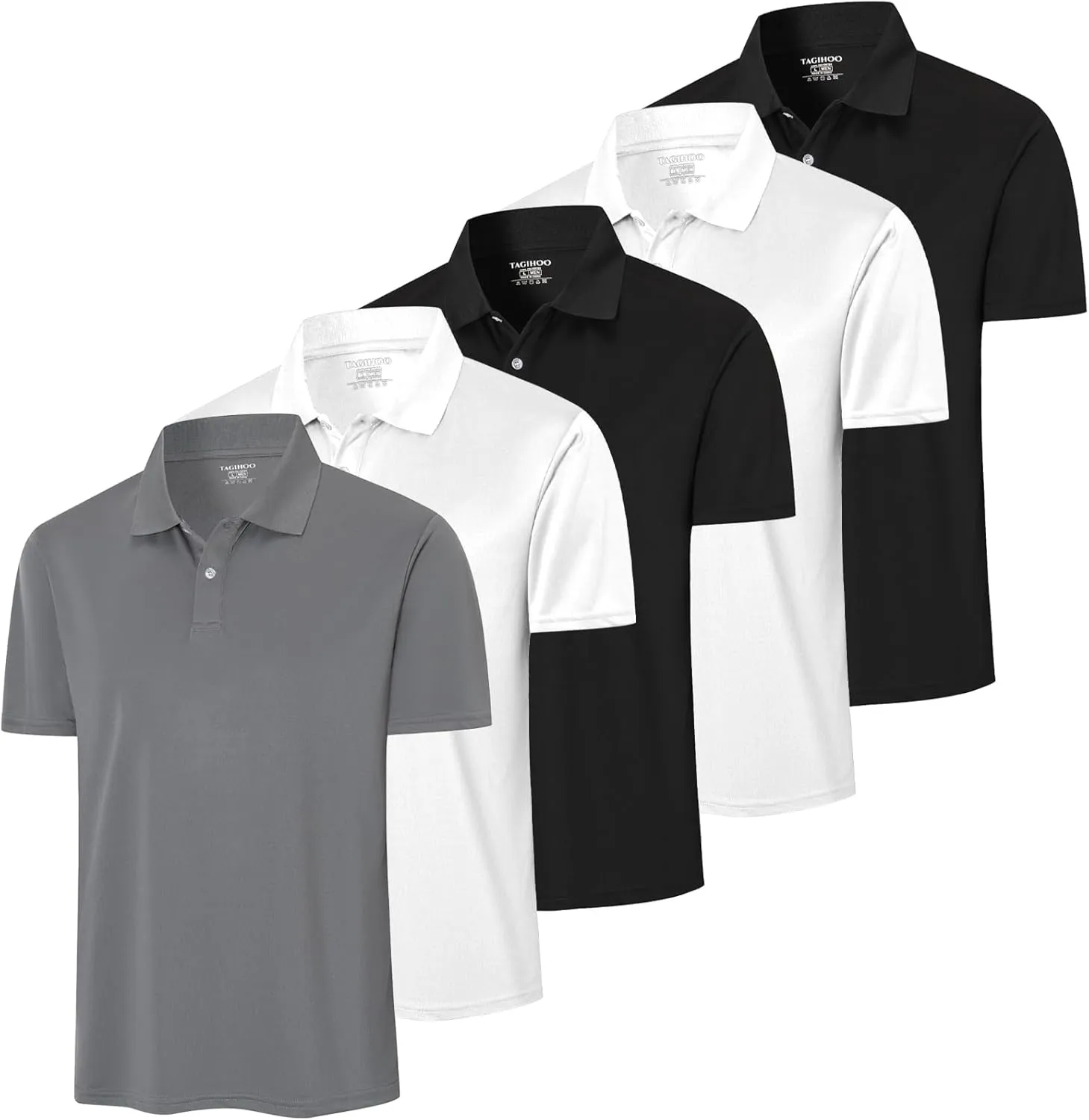5 Pack Men's Mesh Athletic Polo Shirt Quick Dry Golf Moisture Wicking Active Short Sleeve Workout Training