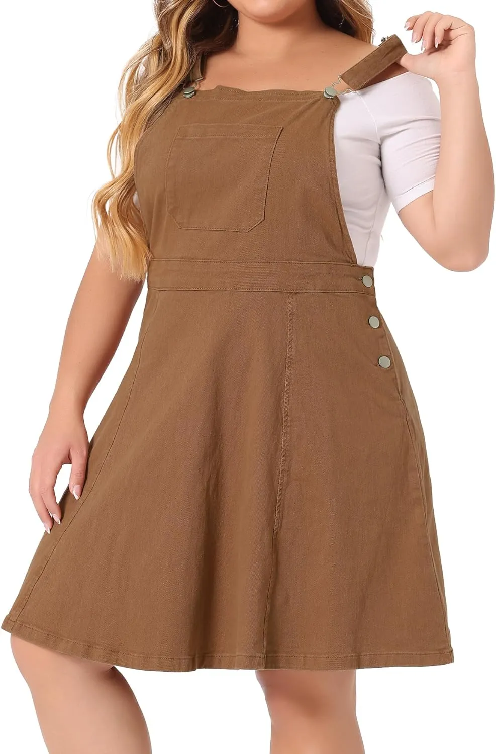 Agnes Orinda Plus Size Denim Overall Dress for Women Jeans Jumpers Adjustable Strap Suspender Skirts