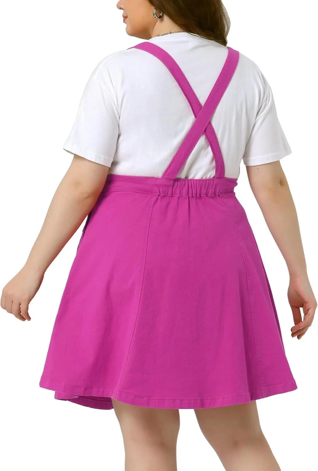 Agnes Orinda Plus Size Denim Overall Dress for Women Jeans Jumpers Adjustable Strap Suspender Skirts