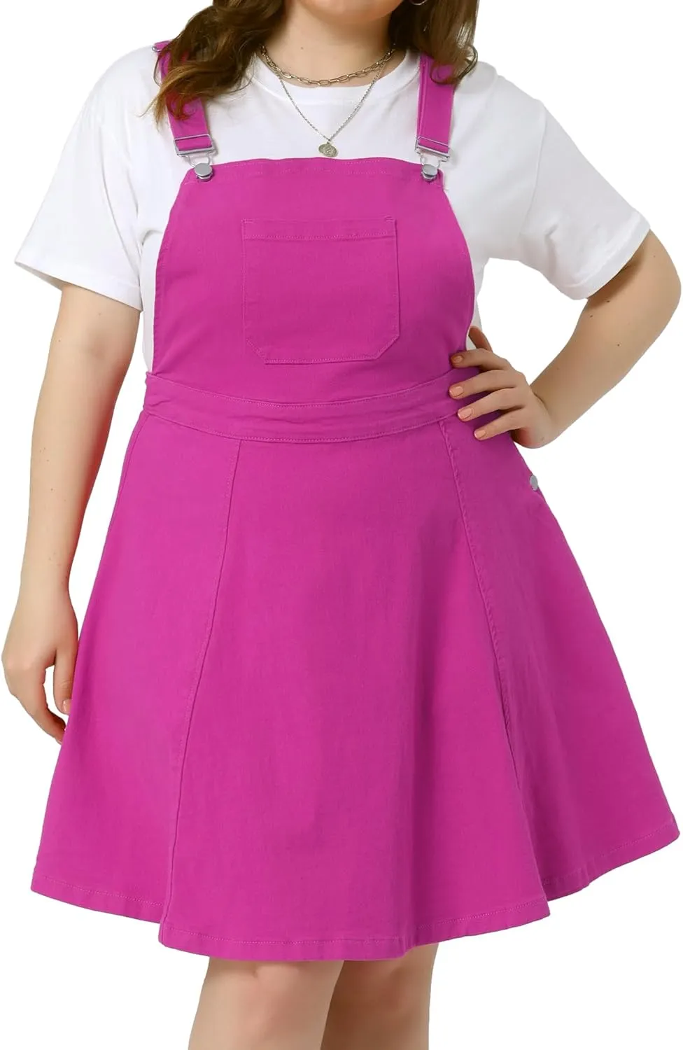 Agnes Orinda Plus Size Denim Overall Dress for Women Jeans Jumpers Adjustable Strap Suspender Skirts