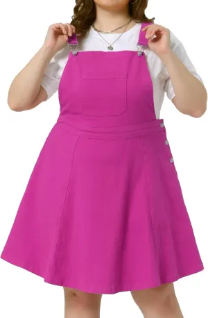 Agnes Orinda Plus Size Denim Overall Dress for Women Jeans Jumpers Adjustable Strap Suspender Skirts