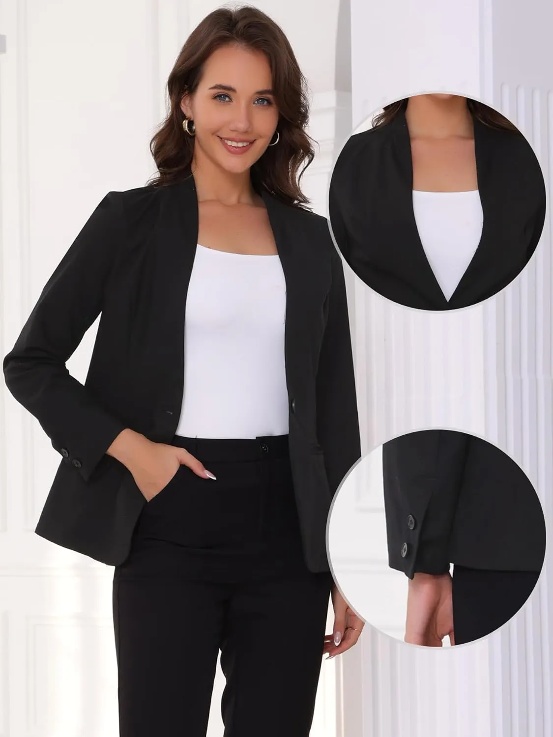 Allegra K Blazer for Women Casual Long Sleeve Lightweight Spring Summer 2025 Work Business Linen Blazers Jackets