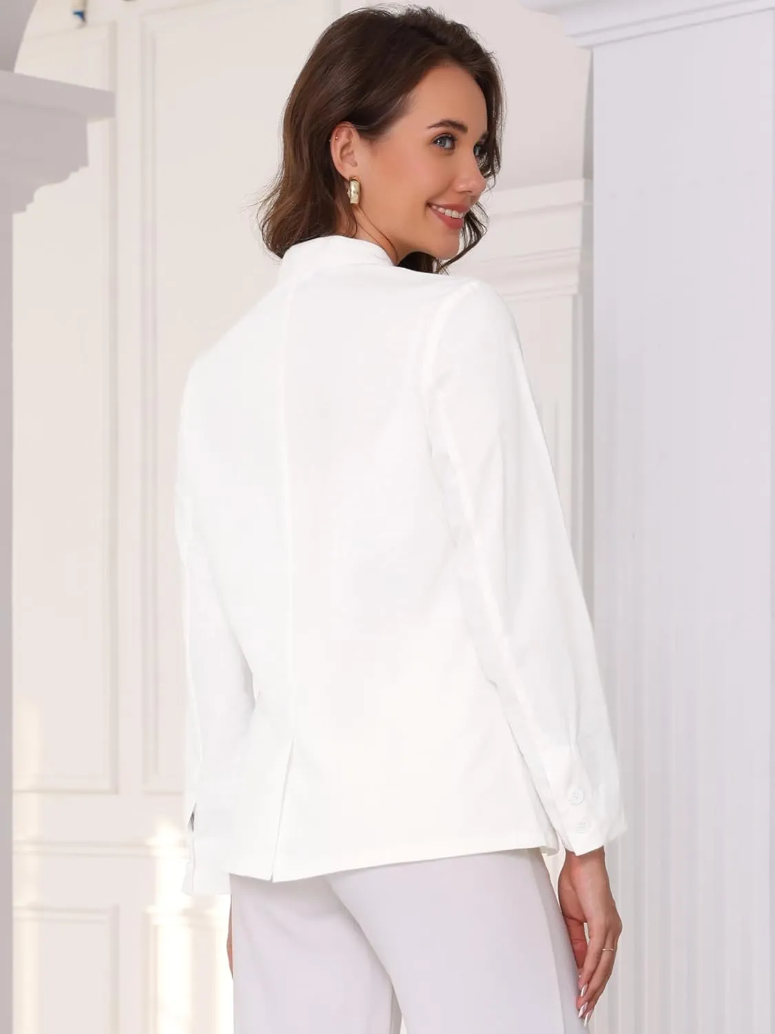 Allegra K Blazer for Women Casual Long Sleeve Lightweight Spring Summer 2025 Work Business Linen Blazers Jackets