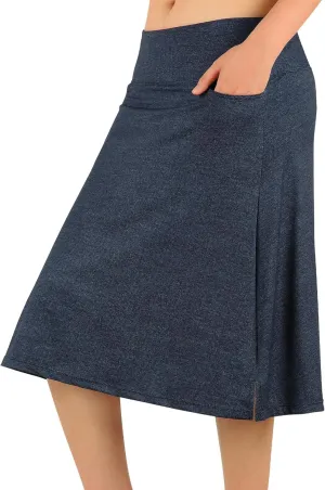 ANIVIVO Women's Skorts Knee Length, Modest Long Skort Athletic Sports Casual Skirt with High Waisted Pockets