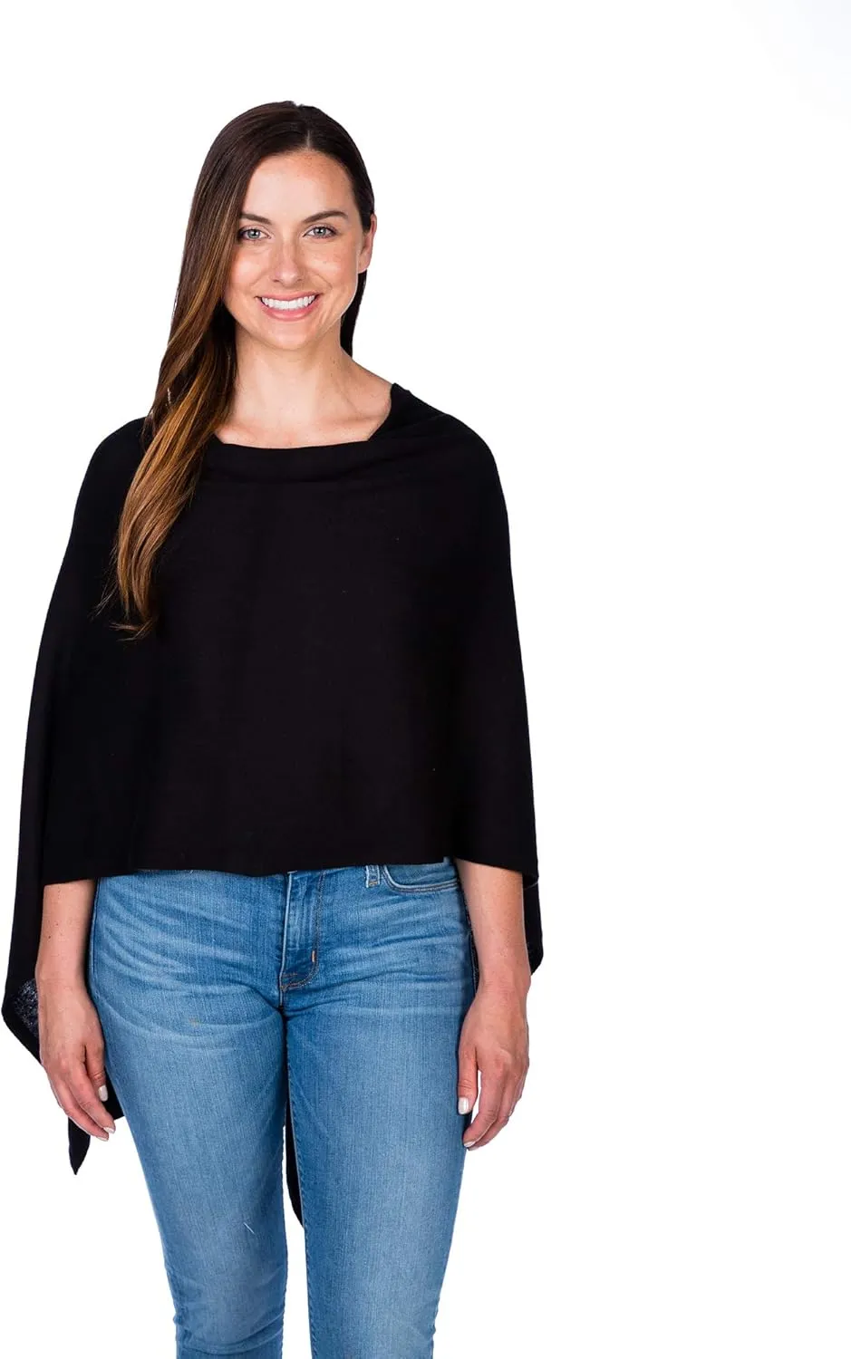 Caroline Grace Cashmere Blend Poncho by Alashan Lightweight & Super Soft - 95% Cotton 5% Cashmere - Great Gift Item