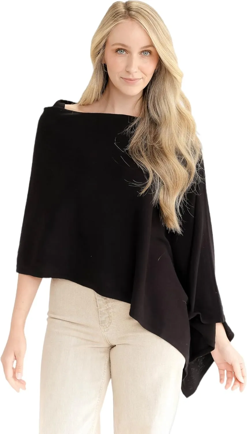 Caroline Grace Cashmere Blend Poncho by Alashan Lightweight & Super Soft - 95% Cotton 5% Cashmere - Great Gift Item
