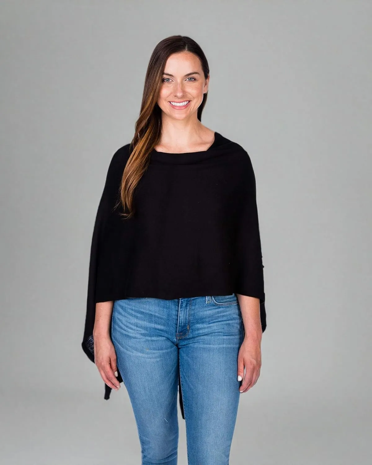 Caroline Grace Cashmere Blend Poncho by Alashan Lightweight & Super Soft - 95% Cotton 5% Cashmere - Great Gift Item