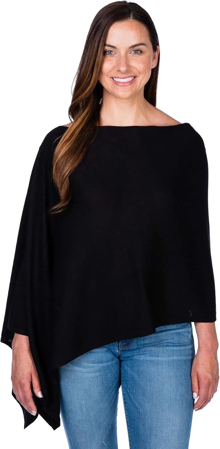 Caroline Grace Cashmere Blend Poncho by Alashan Lightweight & Super Soft - 95% Cotton 5% Cashmere - Great Gift Item