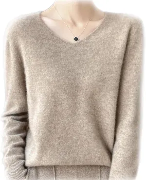 Cashmere Sweaters for Women, 100% Cashmere Soft V Neck Warm Luxurious Lightweight Long Sleeve Pullover Sweater