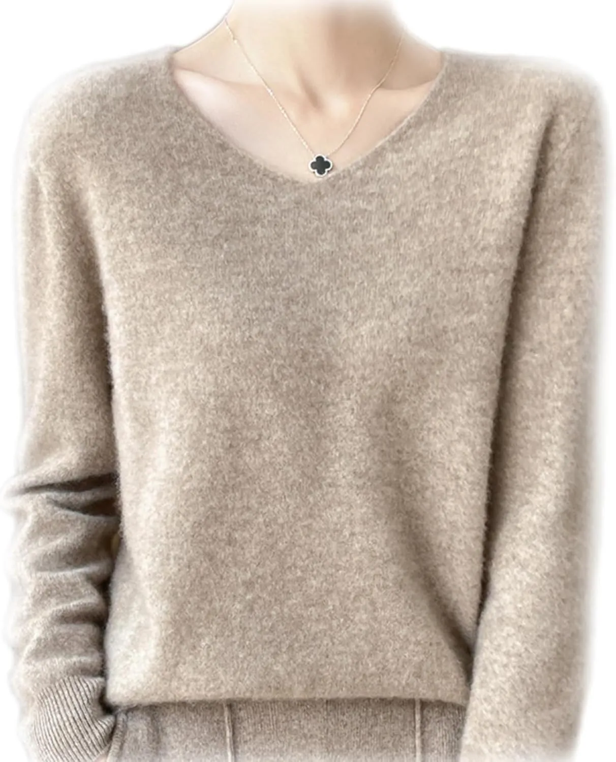 Cashmere Sweaters for Women, 100% Cashmere Soft V Neck Warm Luxurious Lightweight Long Sleeve Pullover Sweater