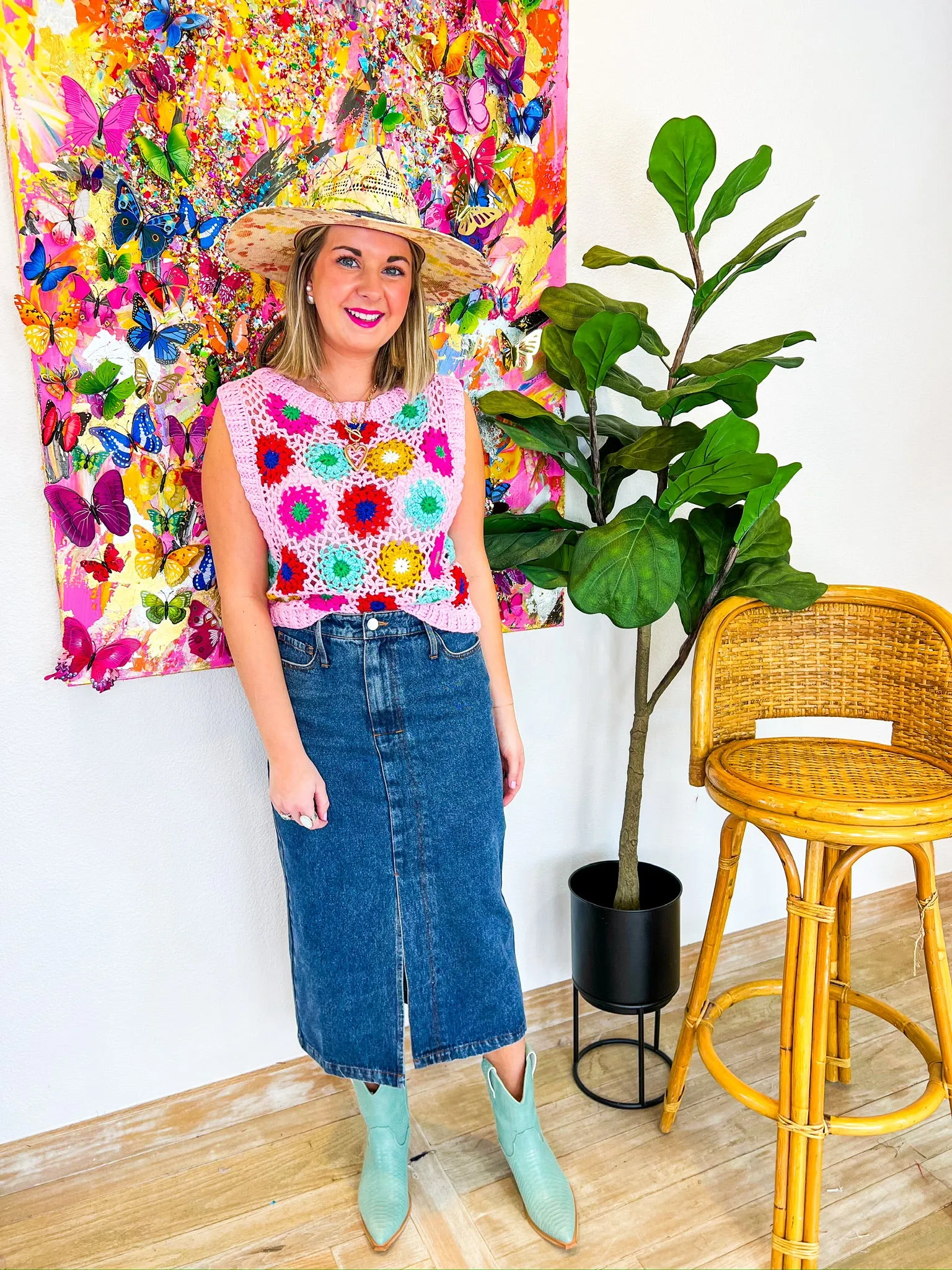 Claire Midi Skirt - Denim