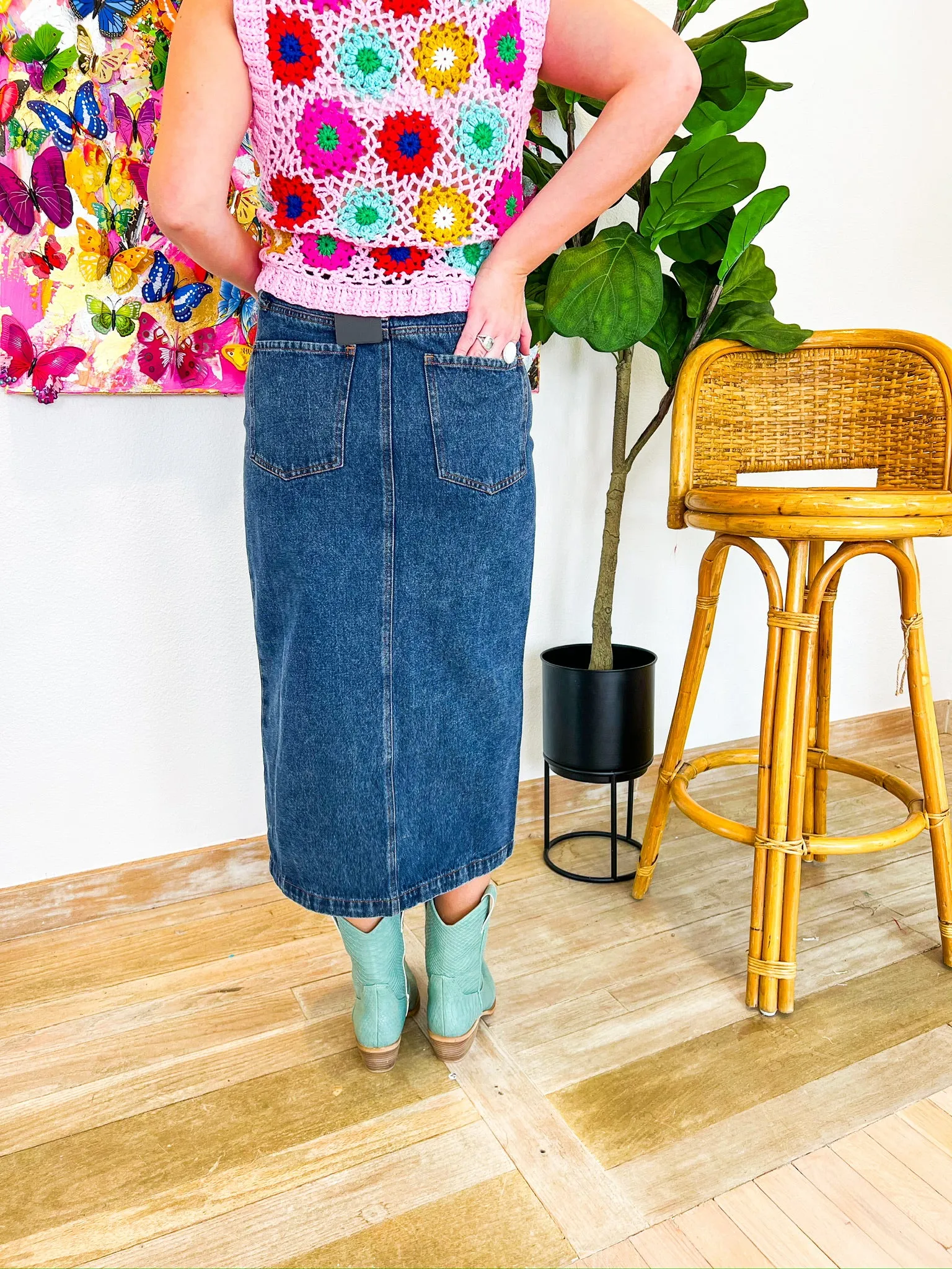 Claire Midi Skirt - Denim