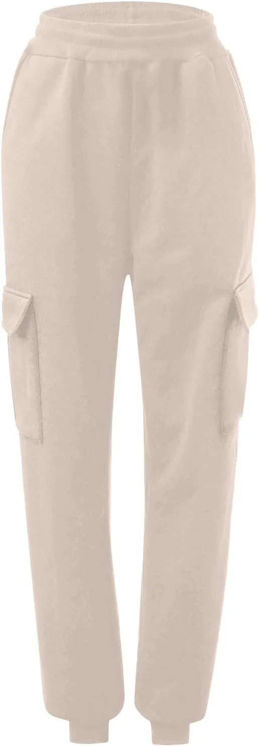 CRNTCEM Womens High Waist Fleece Lined Joggers Winter Warm Cinch Bottom Sweatpants Straight Athletic Workout Thermal Pants