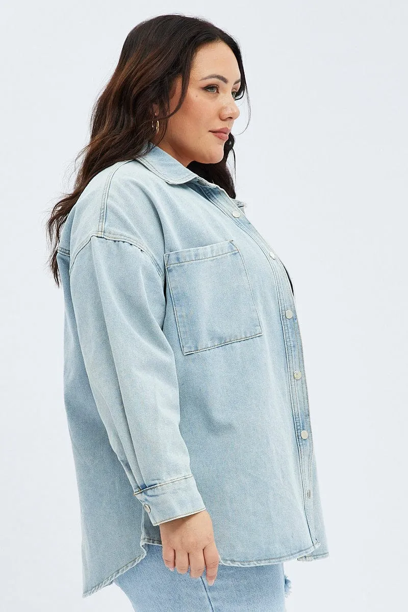 Denim Shirt Long Sleeve Relaxed Fit