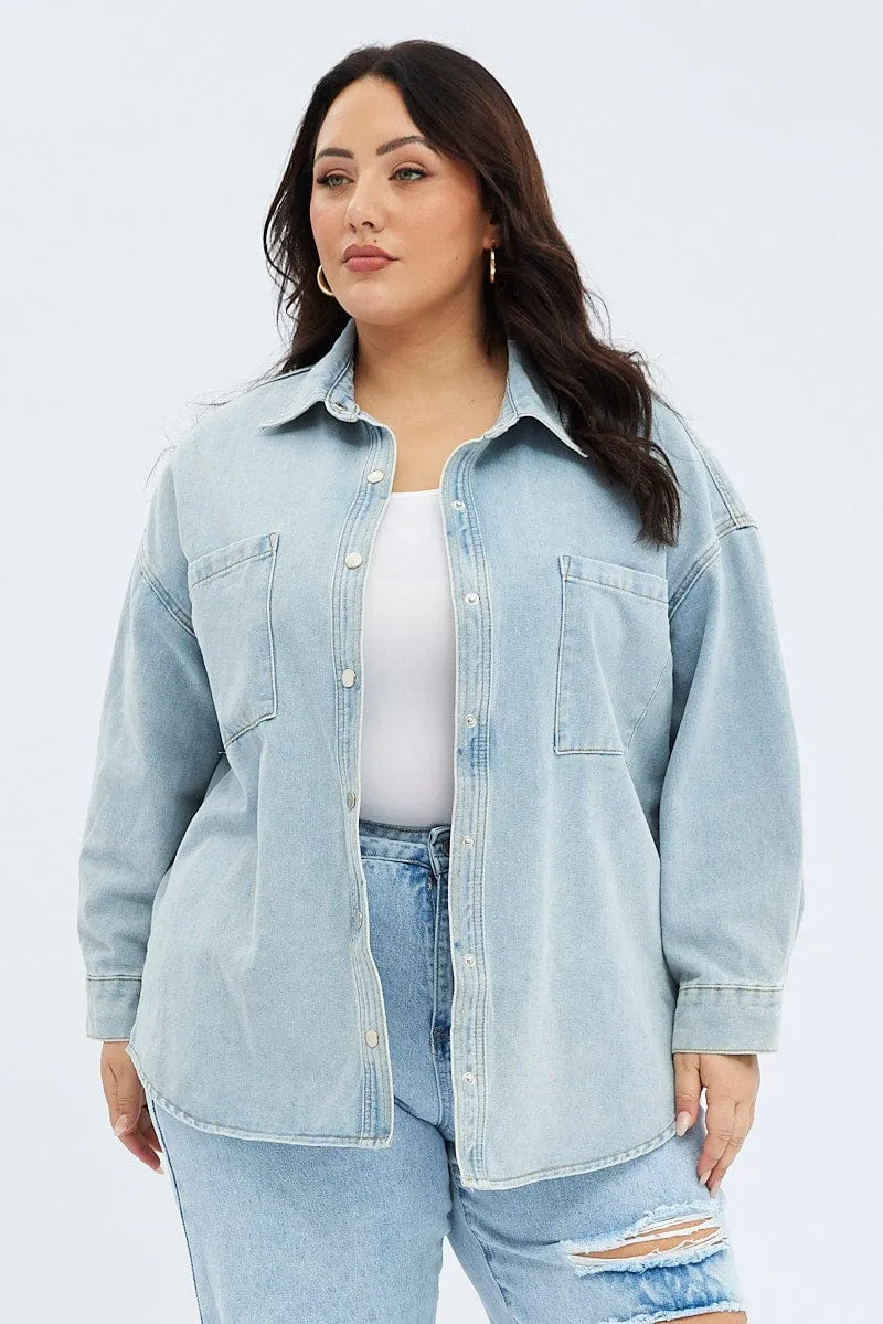 Denim Shirt Long Sleeve Relaxed Fit