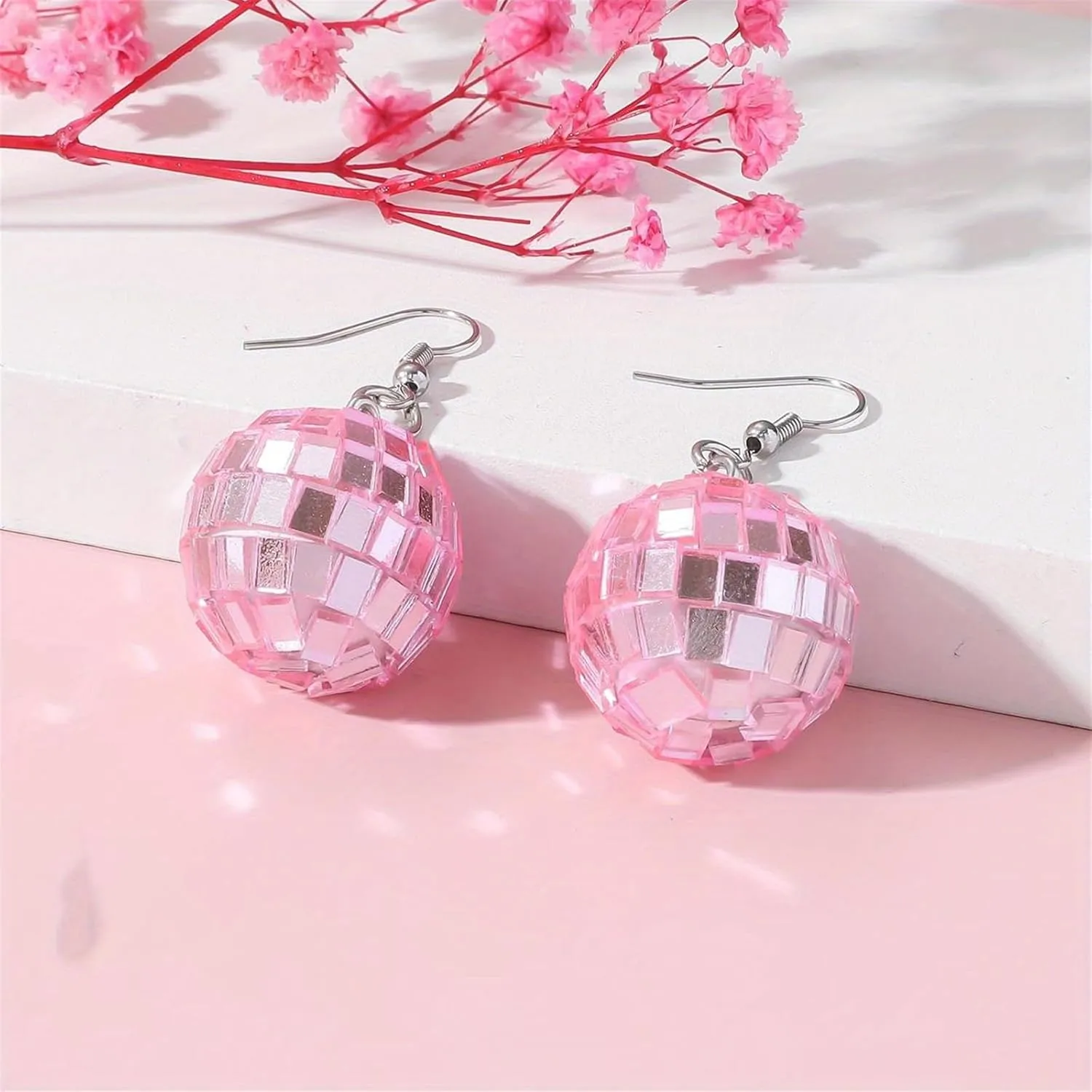 Disco Ball Earrings for Women Unique 60s 70s 80S Colorful Punk Mirror Ball Earrings Dance Party Music Costume Outfit Halloween Jewelry