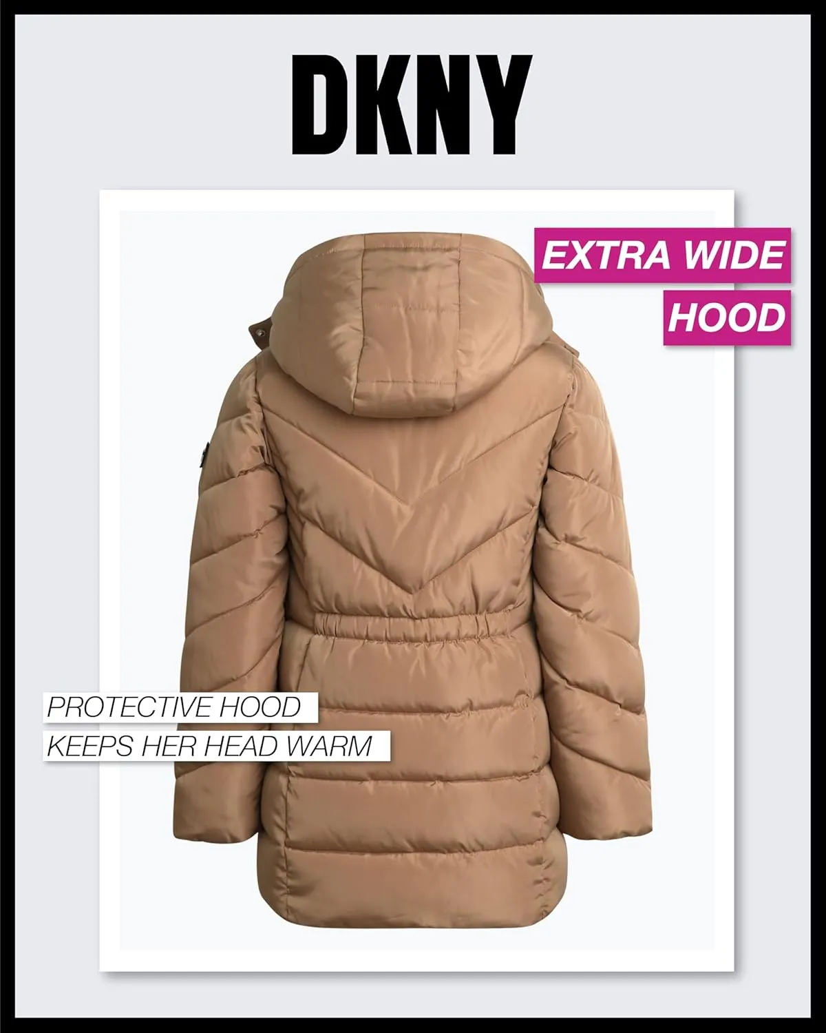 DKNY Girls Winter Coat  Heavyweight Anorak Puffer Coat with Cinched Waist  Sherpa Lined Insulated Jacket for Girls (4-16)