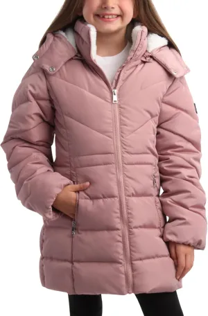 DKNY Girls Winter Coat  Heavyweight Anorak Puffer Coat with Cinched Waist  Sherpa Lined Insulated Jacket for Girls (4-16)