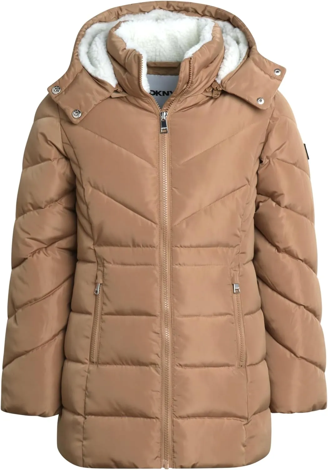 DKNY Girls Winter Coat  Heavyweight Anorak Puffer Coat with Cinched Waist  Sherpa Lined Insulated Jacket for Girls (4-16)