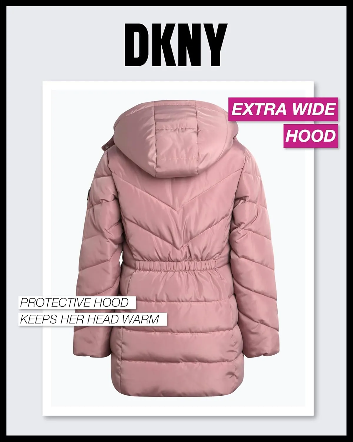 DKNY Girls Winter Coat  Heavyweight Anorak Puffer Coat with Cinched Waist  Sherpa Lined Insulated Jacket for Girls (4-16)