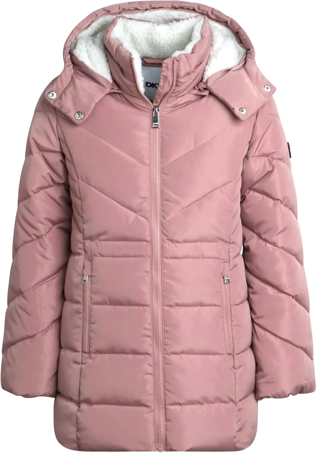 DKNY Girls Winter Coat  Heavyweight Anorak Puffer Coat with Cinched Waist  Sherpa Lined Insulated Jacket for Girls (4-16)