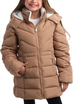 DKNY Girls Winter Coat  Heavyweight Anorak Puffer Coat with Cinched Waist  Sherpa Lined Insulated Jacket for Girls (4-16)