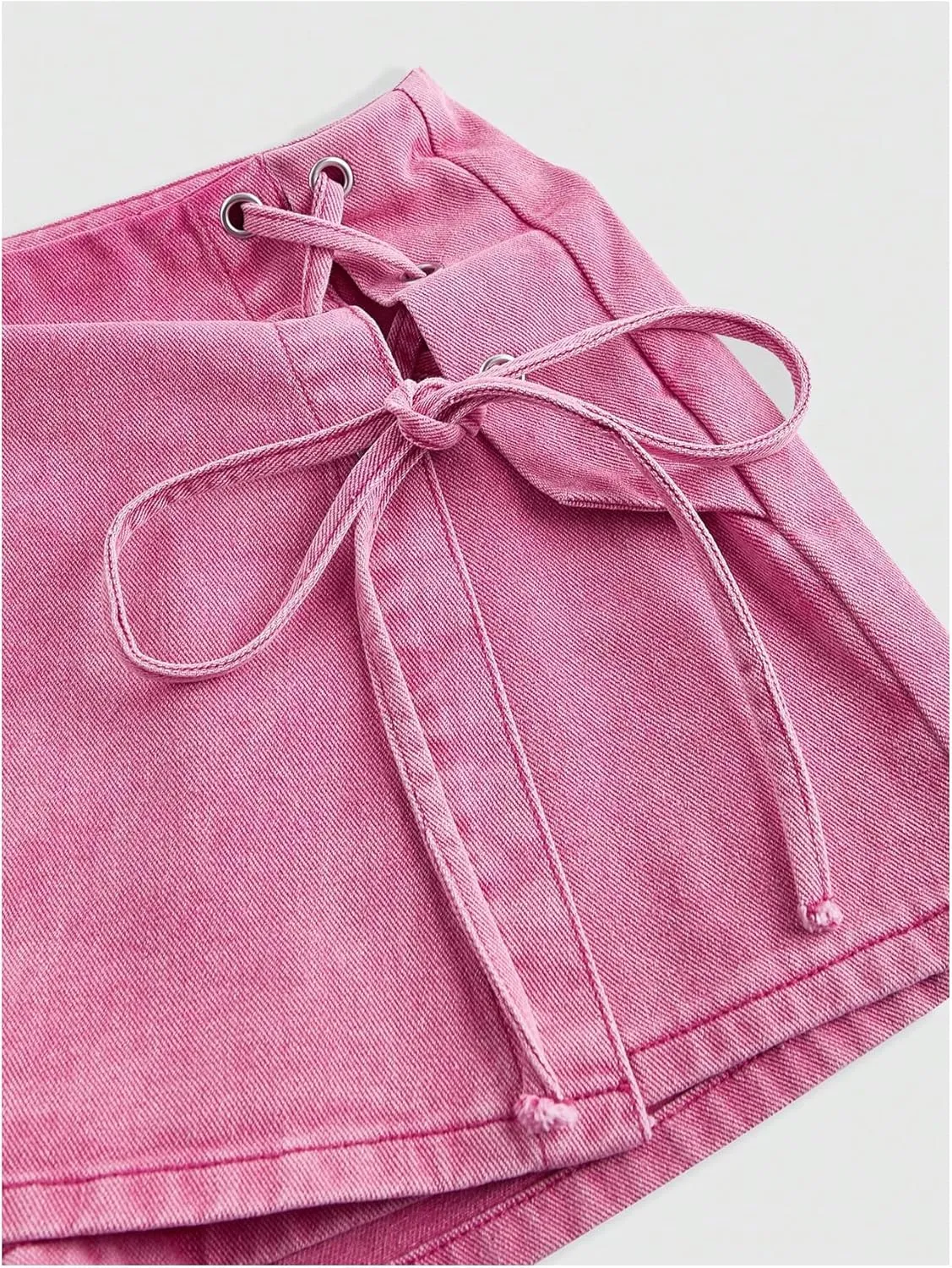 Floerns Women's High Waist Denim Skorts Grommet Eyelet Lace Up Mini Skirt Shorts