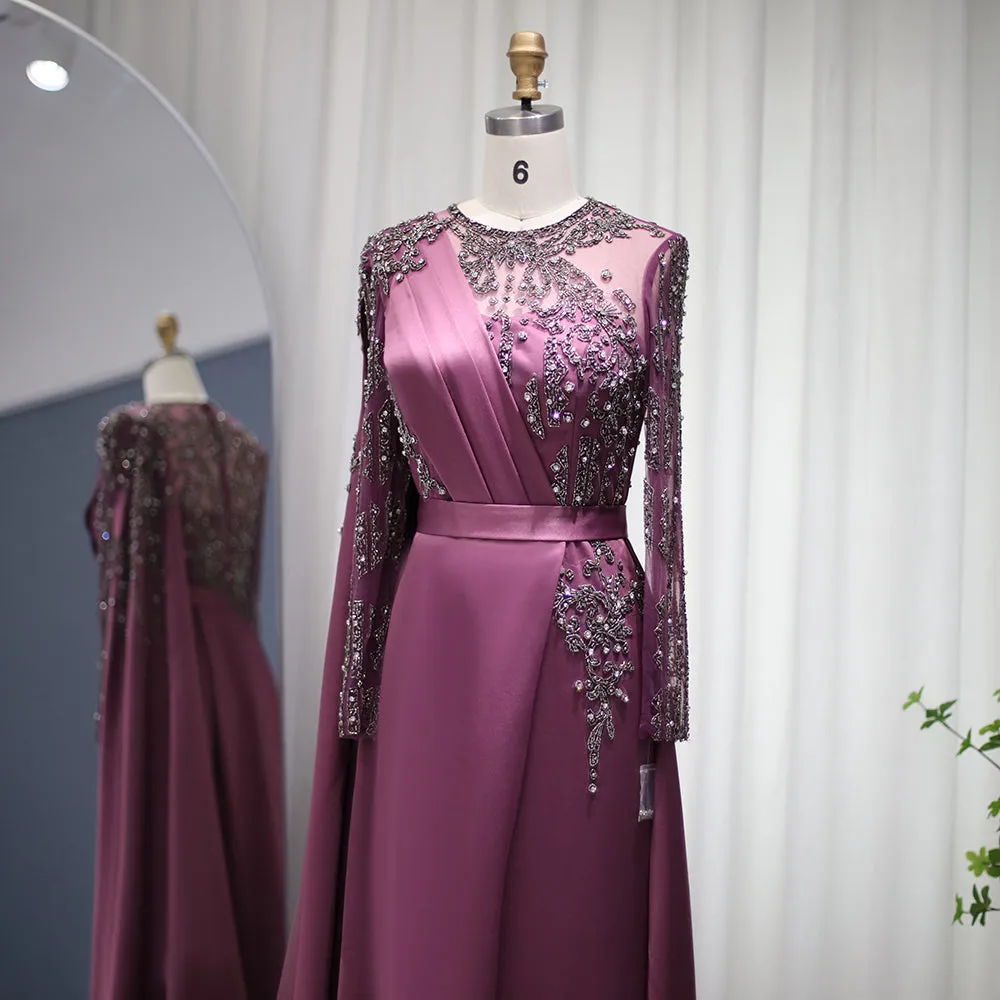 For Sale Burgundy Evening Dress with Cape Sleeve SS276