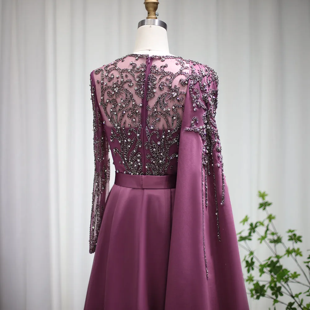 For Sale Burgundy Evening Dress with Cape Sleeve SS276