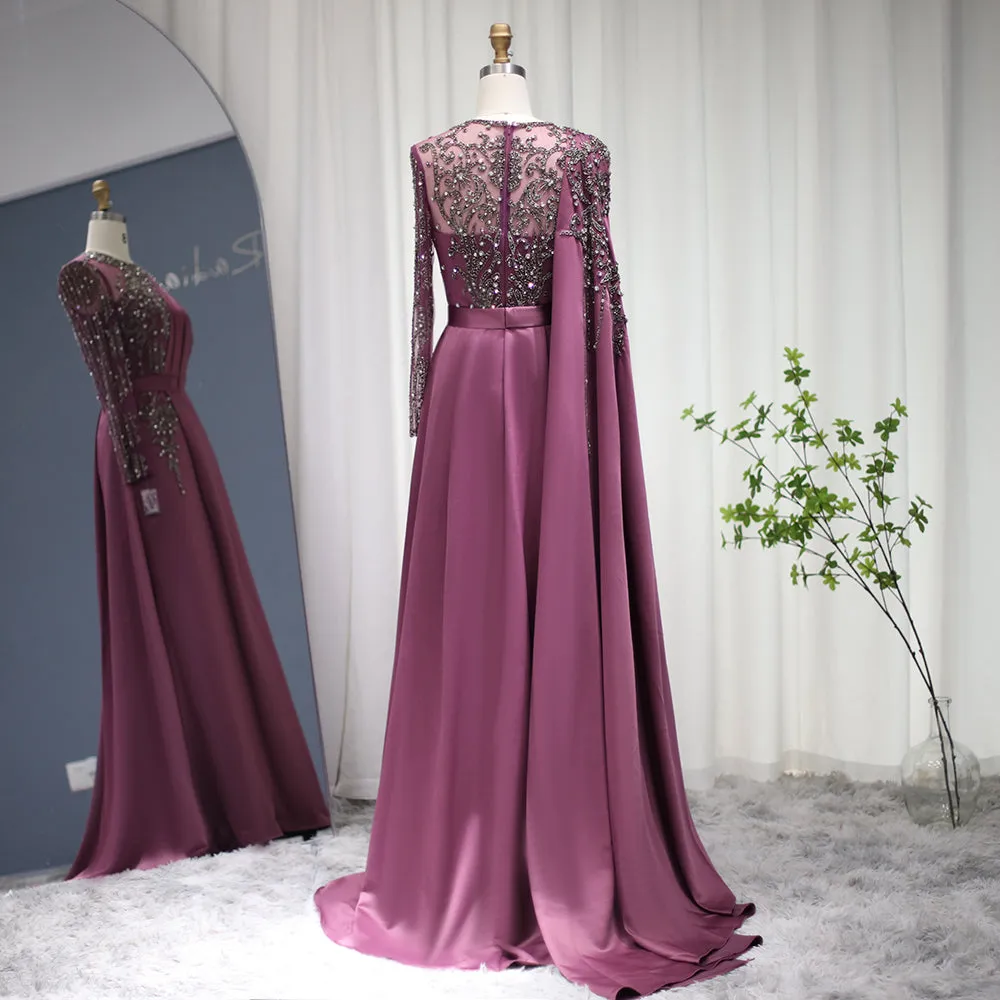 For Sale Burgundy Evening Dress with Cape Sleeve SS276