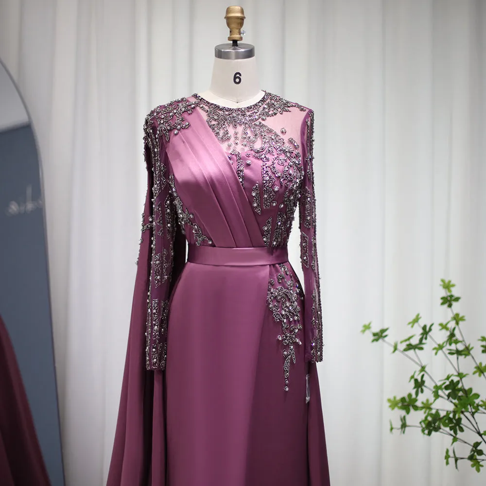 For Sale Burgundy Evening Dress with Cape Sleeve SS276