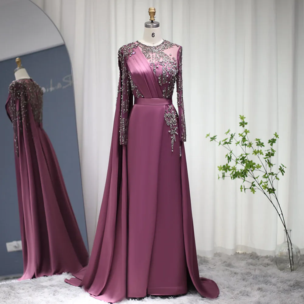 For Sale Burgundy Evening Dress with Cape Sleeve SS276