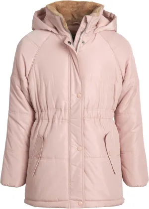 Heavyweight Bubble Puffer Winter Jacket - Anorak Ski Jacket with Cinched Waist and Sherpa Fur Hood