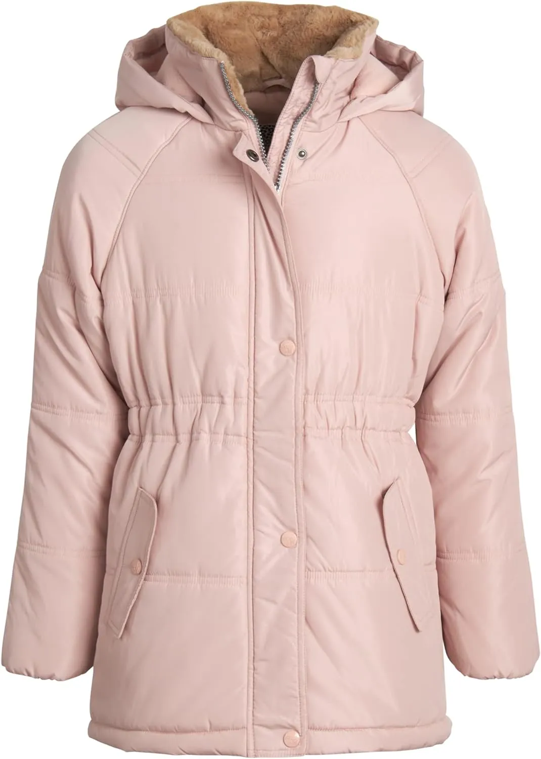 Heavyweight Bubble Puffer Winter Jacket - Anorak Ski Jacket with Cinched Waist and Sherpa Fur Hood