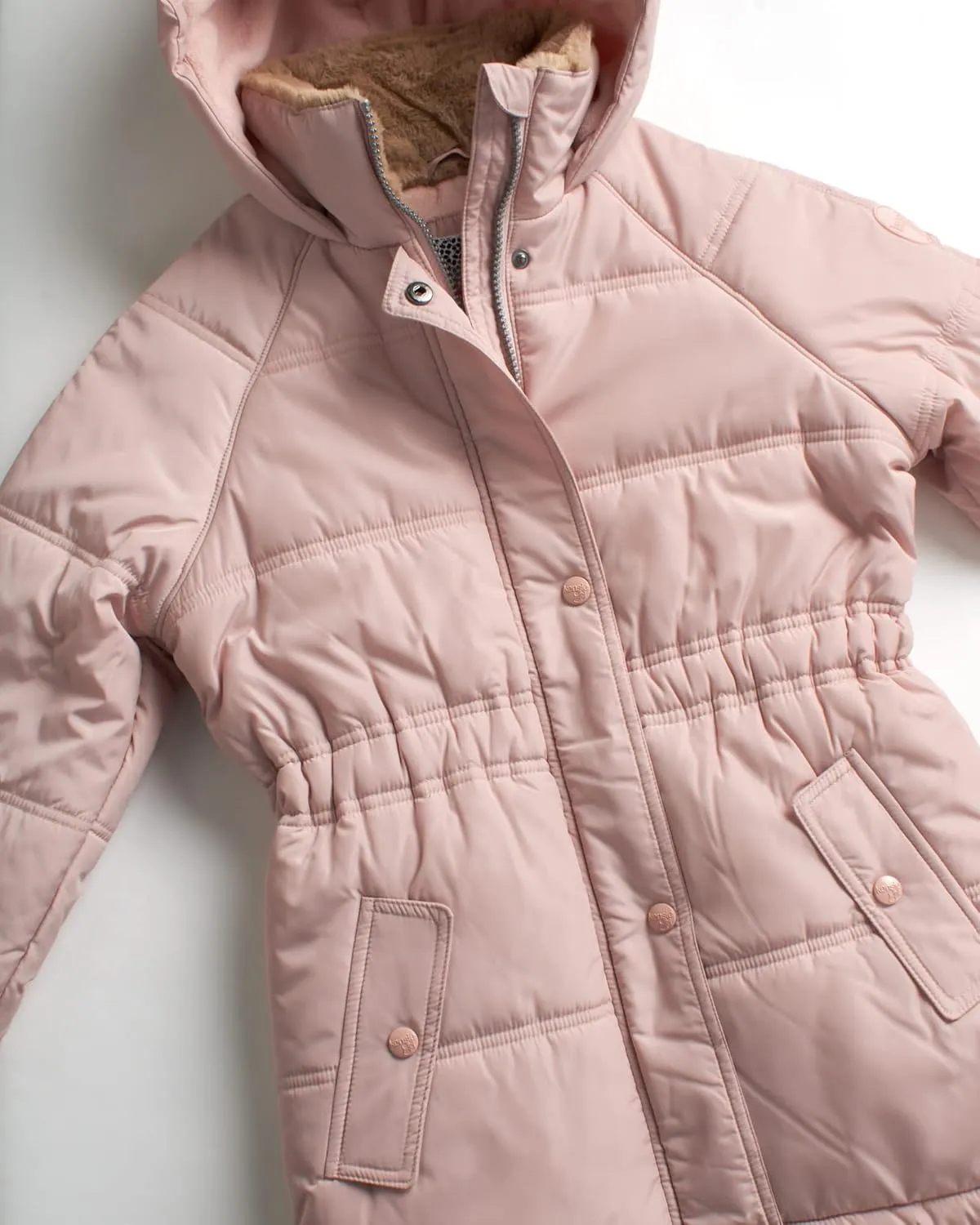 Heavyweight Bubble Puffer Winter Jacket - Anorak Ski Jacket with Cinched Waist and Sherpa Fur Hood