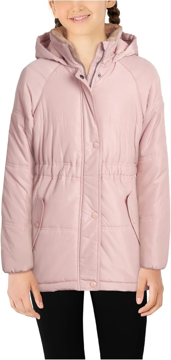 Heavyweight Bubble Puffer Winter Jacket - Anorak Ski Jacket with Cinched Waist and Sherpa Fur Hood