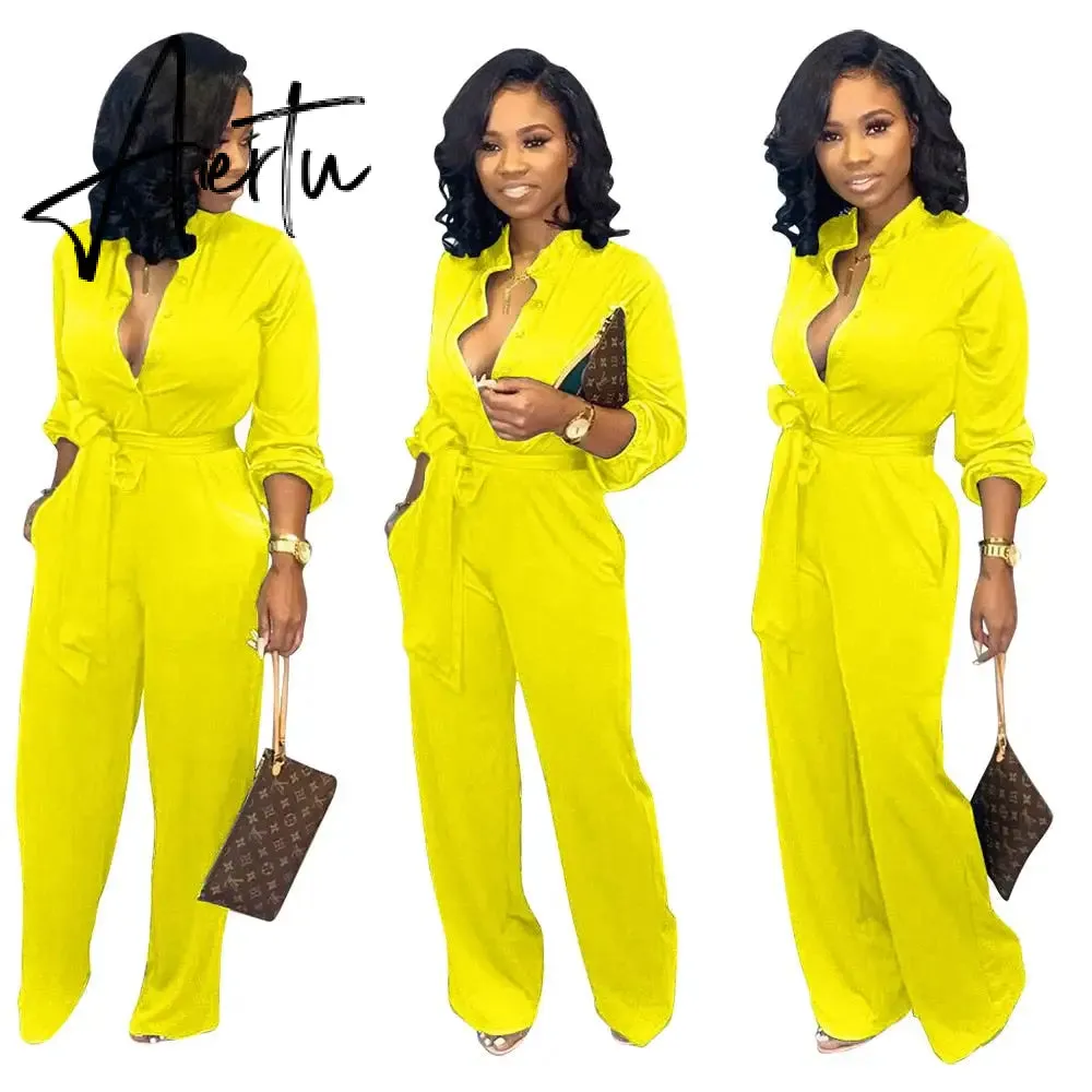 Leopard Tied Waist Long Sleeve Jumpsuit Women Rompers Fashion One Piece Overalls Casual Jumpsuits Streetwear Dropshipping