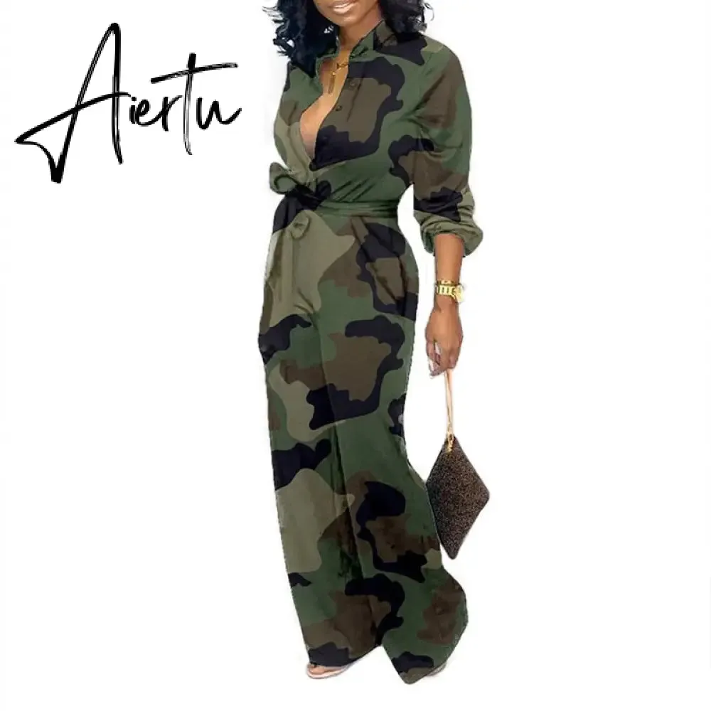 Leopard Tied Waist Long Sleeve Jumpsuit Women Rompers Fashion One Piece Overalls Casual Jumpsuits Streetwear Dropshipping