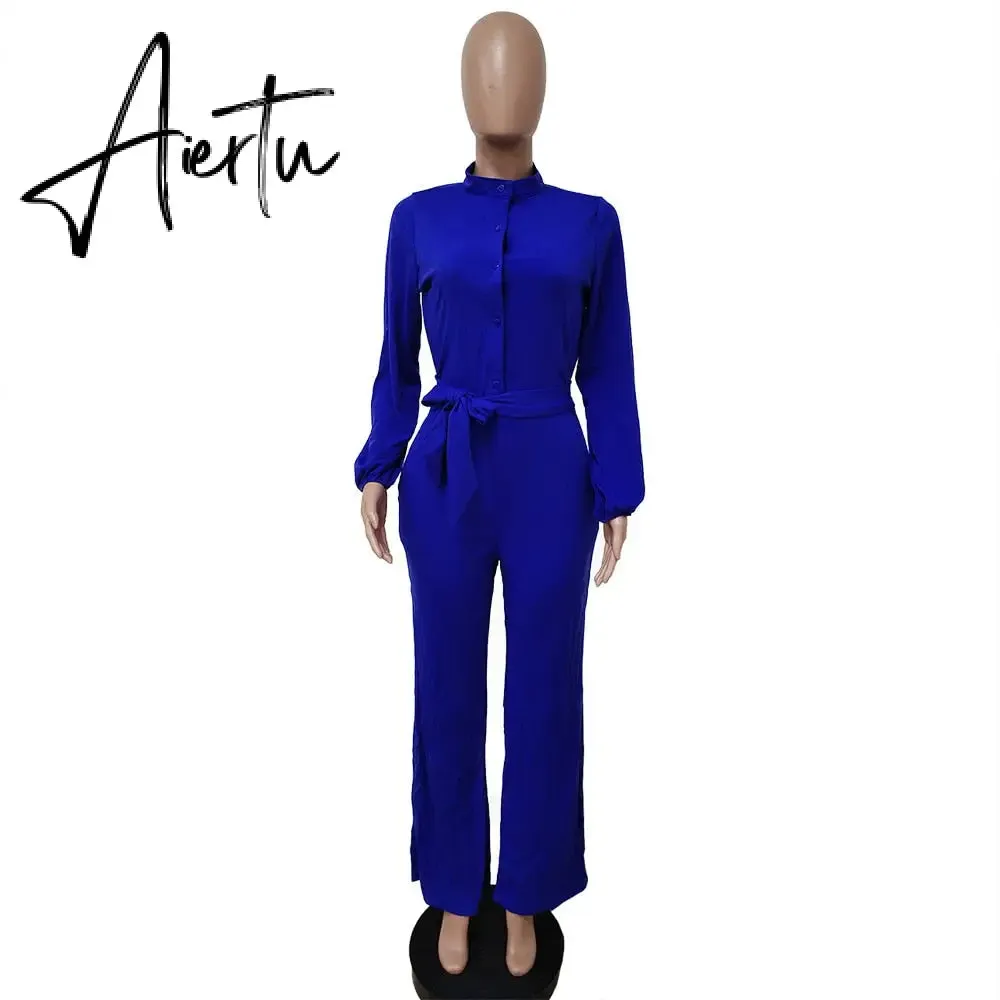 Leopard Tied Waist Long Sleeve Jumpsuit Women Rompers Fashion One Piece Overalls Casual Jumpsuits Streetwear Dropshipping