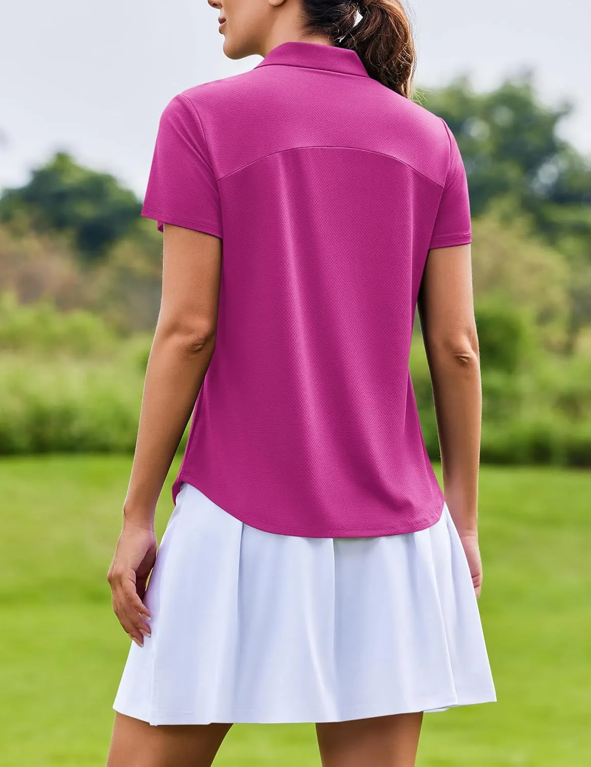 PINSPARK Womens Golf Shirt Zip Up Polo UPF 50  Sun Protection Collared Shirts Quick Dry Short Sleeve Tennis Athletic Top
