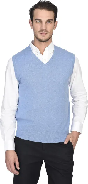 State Cashmere Mens Classic Sleeveless Sweater Vest 100% Pure Cashmere V-Neck Style Pullover