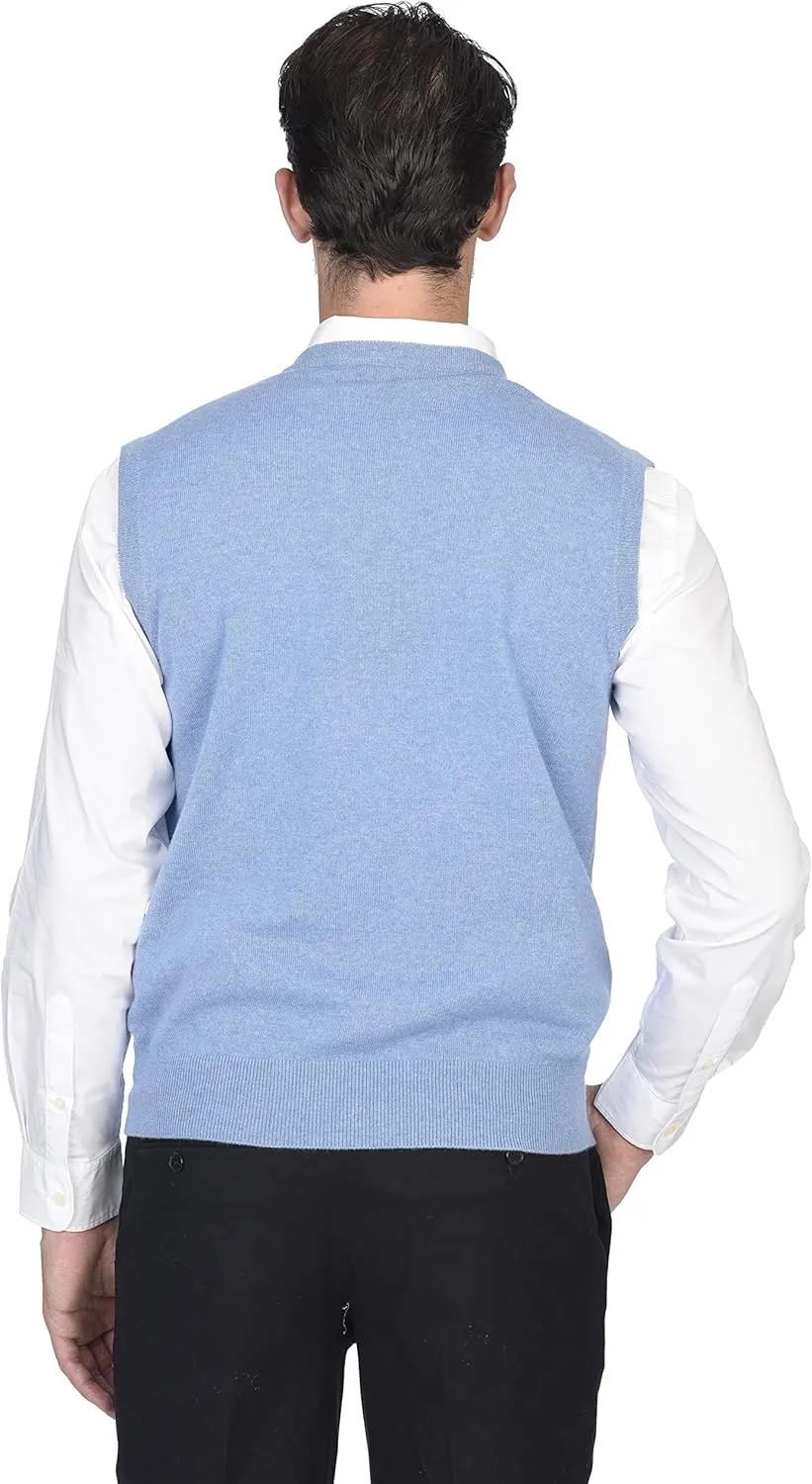 State Cashmere Mens Classic Sleeveless Sweater Vest 100% Pure Cashmere V-Neck Style Pullover