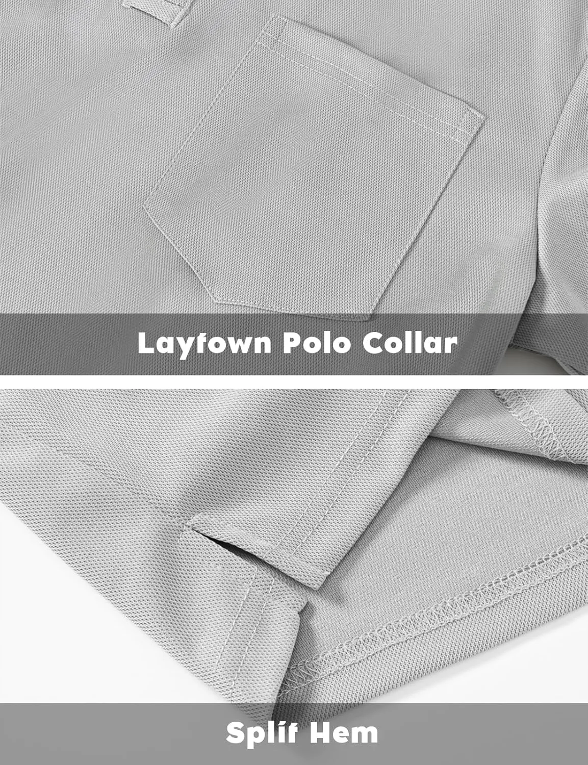TBMPOY Men's Polo Shirts with Pocket Golf Long Sleeve Quick Dry Lightweight Collared Stylish Moisture Wicking Business Tennis